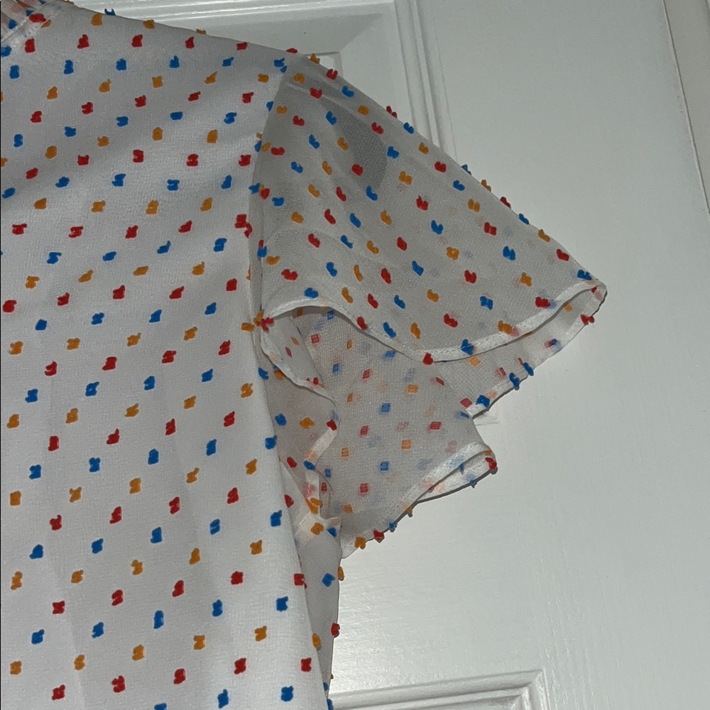 Draper James Multicolor Dot Ruffle Blouse - Picture 3 of 5